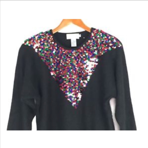 Lauren Cole Womans Black Vintage Sequin Sweater - Picture 6 of 8